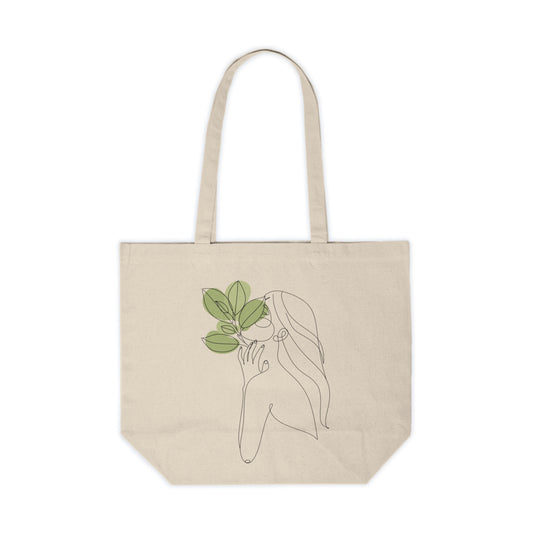 Canvas Tote Bag - Aesthetic Female Face Line Art Design